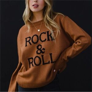 Panache Sweater Womens Medium Brown Rock & Roll Knit Oversized Cozy Relaxed Fall